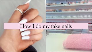 HOW I DO MY FAKE NAILS AT HOME | easy for beginners x
