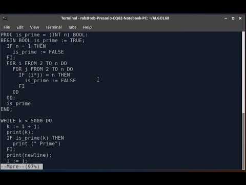 Algol 68 Program to show Fibonacci series, and Primes within. - YouTube