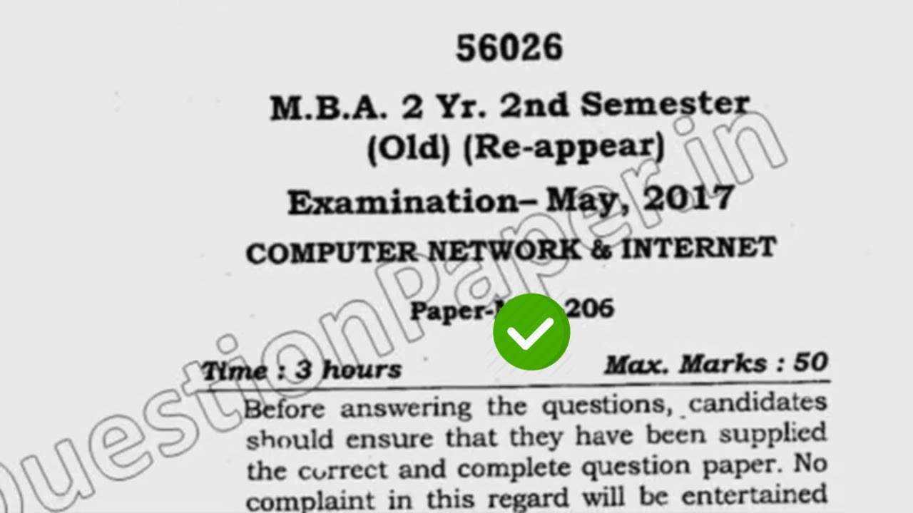 2017 Mdu MBA 2nd Sem Reappear Computer Network & Internet Question ...