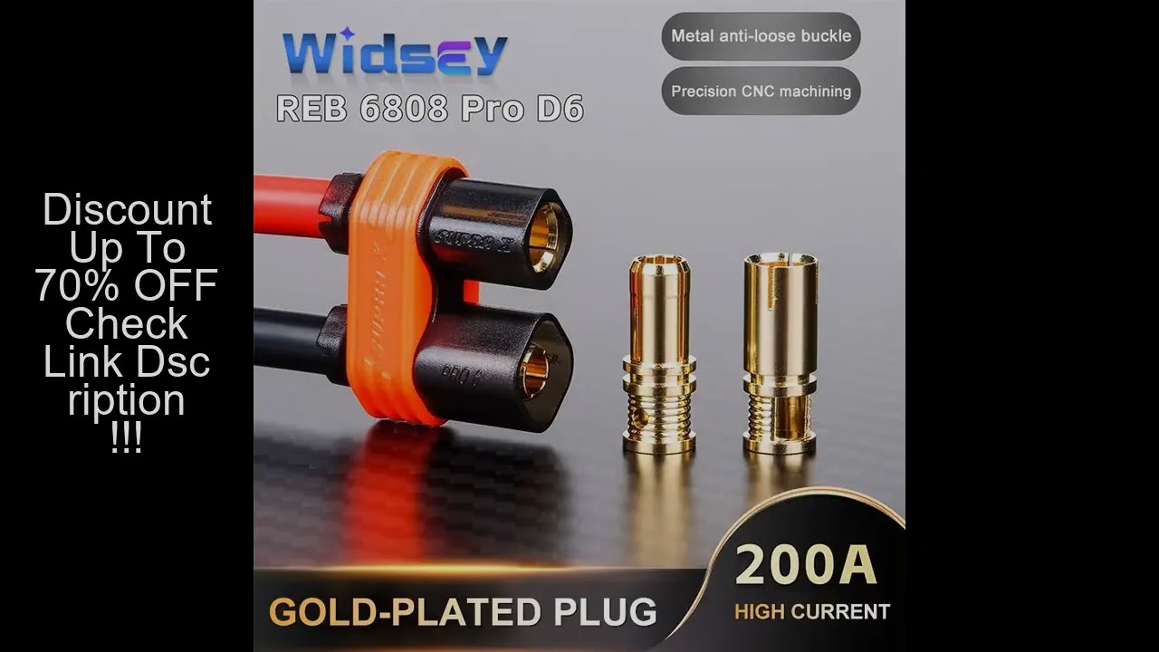 200A REB 6808 PRO D6 Gold-plated Plug 6mm Electric Vehicle Lithium Battery Connector Female No Solde