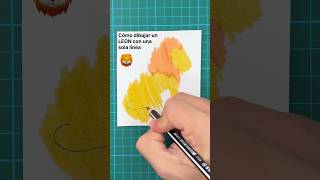 Cómo dibujar un LEÓN con una sola línea 🦁 #tutorial #reto #leon #lineart #line #shorts