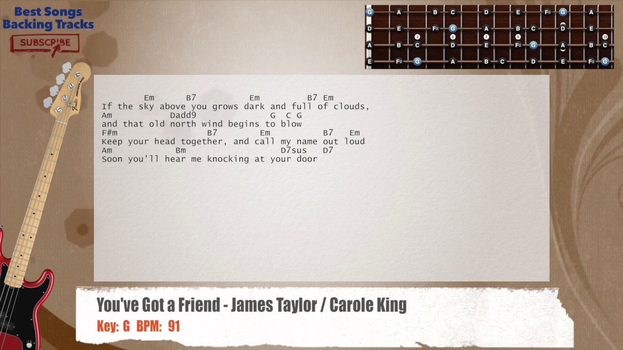 🎻 You've Got a Friend - James Taylor / Carole King Bass Backing Track