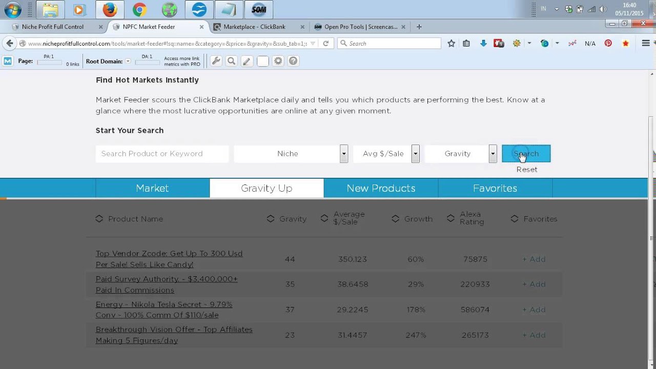 Niche Profit Full Control Review - Market Feeder Demo