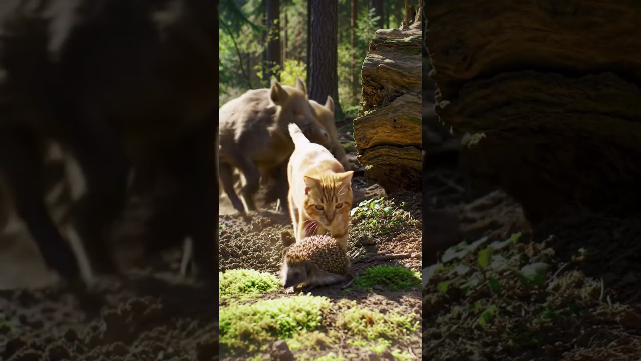 Brave Cat Saves Tiny Friend from a Stampede