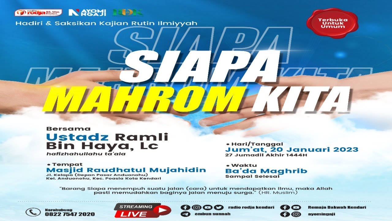 [LIVE] SIAPA MAHROM KITA ? - Ust. Abu Bakr Ramli Haya Lc. - YouTube
