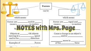 Balanced vs unbalanced forces Notes with Mrs. Page