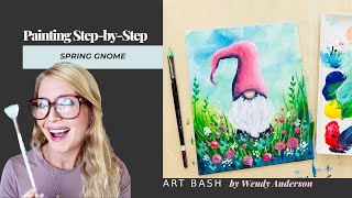 Spring Gnome Acrylic Painting Easy & Fun Tutorial for Beginners