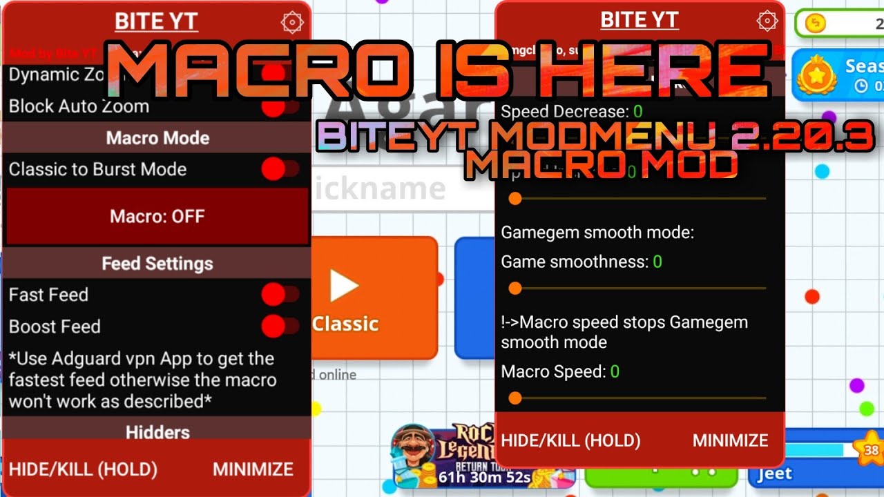 TUTORIAL HOW TO GET MOD MENU BITE V3 2.20.3 AND FIX LAG ANDROID ON AGARIO ( Agar.io Mobile) 