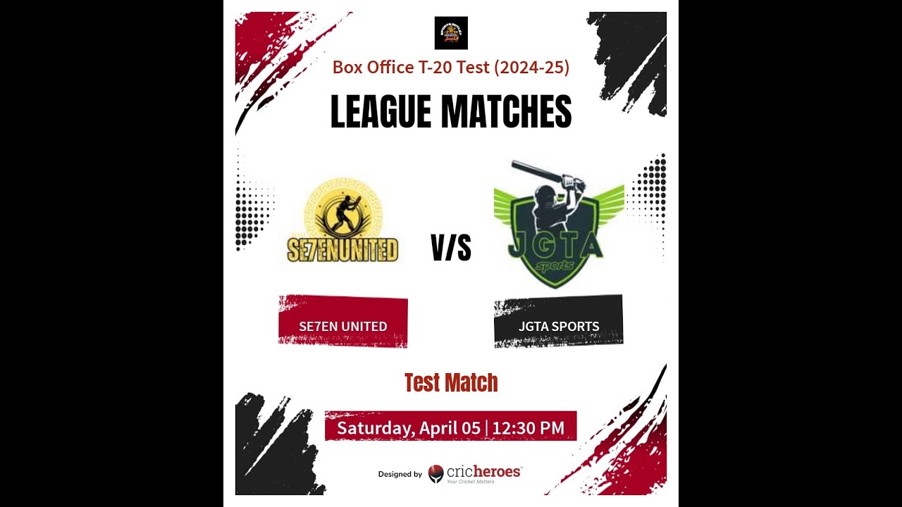BOX OFFICE T -20 TEST (2024 -25) SE7ENUNITED VS JGTA SPORTS - YouTube
