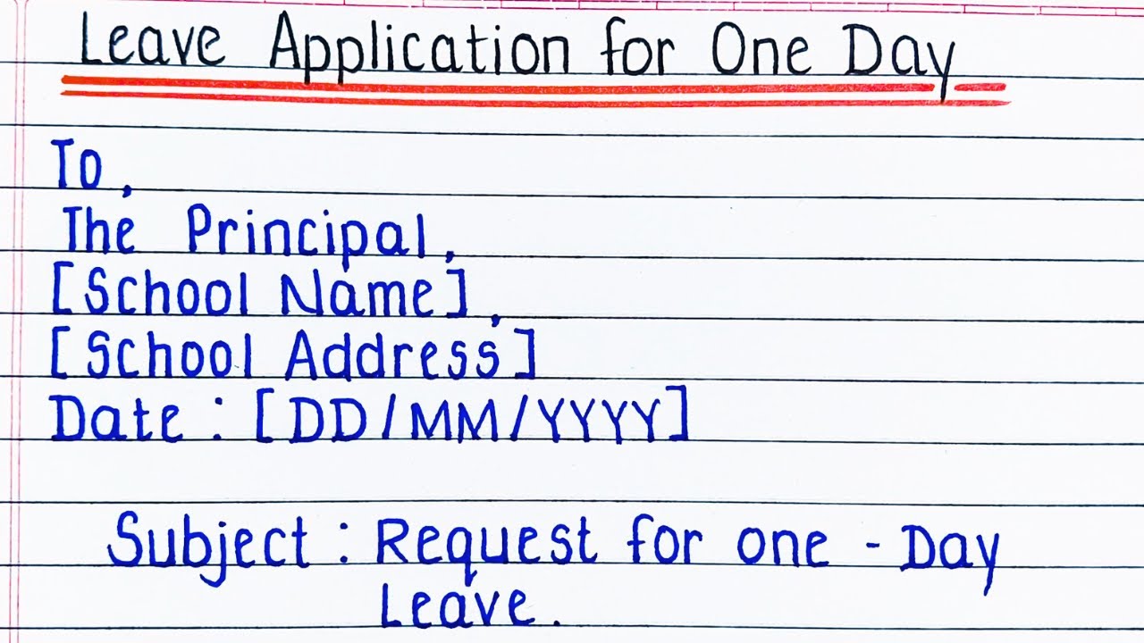 Write One Day Leave Application L One Day Leave Application For School write-one-day-leave-application-l-one-day-leave-application-for-school
