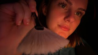 Fan Brush ASMR - face + mic brushing, face tracing, stippling