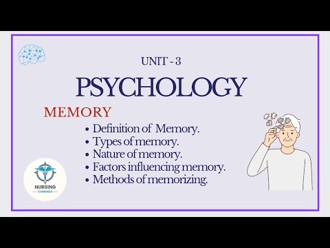 MEMORY | COGNITIVE PROCESS | PSYCHOLOGY UNIT - 3 | B.SC NURSING 1ST SEM ...