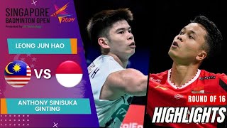 Leong Jun Hao (MAS) vs Anthony Sinisuka Ginting (INA) - R16 | Singapore Open 2024
