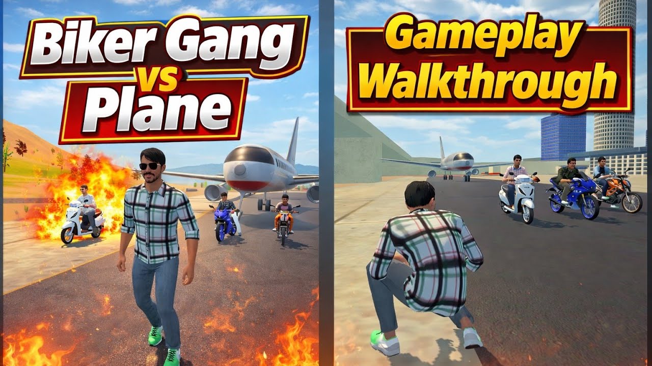 Biker Gang VS Plane 😱 Crazy Gameplay | Indian Bikes Driving 3D | Monira Gaming