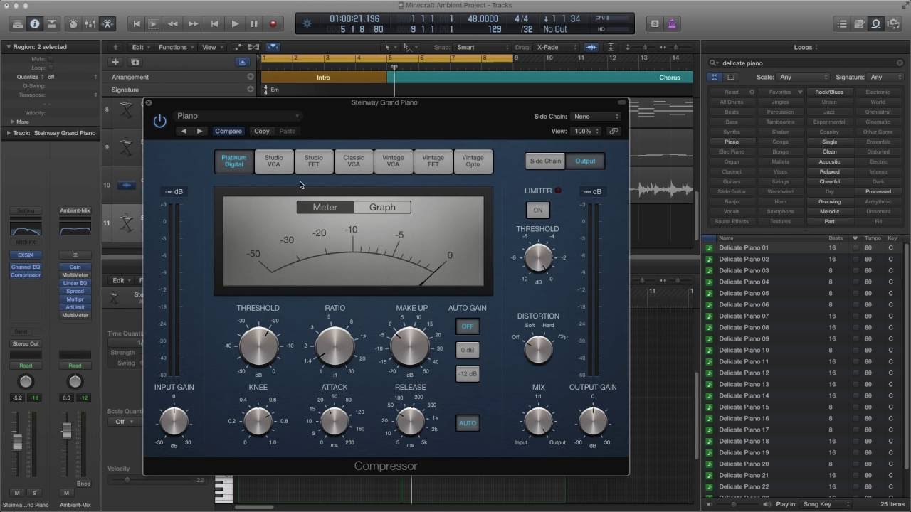 How to make the Ambient Piano sound from Minecraft in Logic Pro X