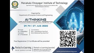 AI THINKING APPLICATION IN INDUSTRIAL PERSPECTIVE | MVIT Pondy | Pantech eLearning | Live webinar