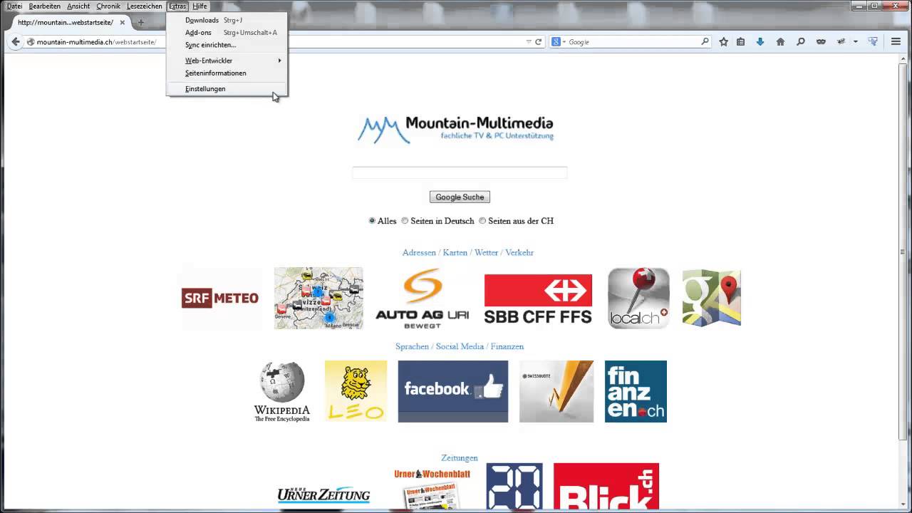 Firefox - Startseite einrichten