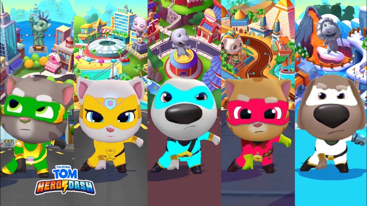 Talking Tom Hero Dash All Super Hero Characters Defeated The