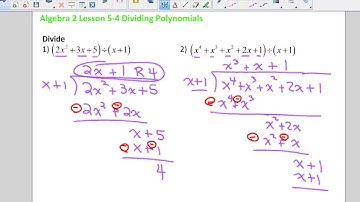 Algebra 2 Lesson 5 4 Dividing Polynomials