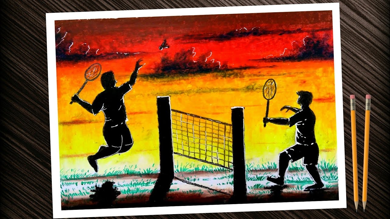 Easy sports day drawing with oil pastel colour. National sports ...