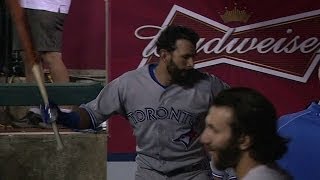 Bautista slams bat in dugout after liner
