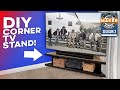 We built this diy corner tv stand for a floating 65in tv