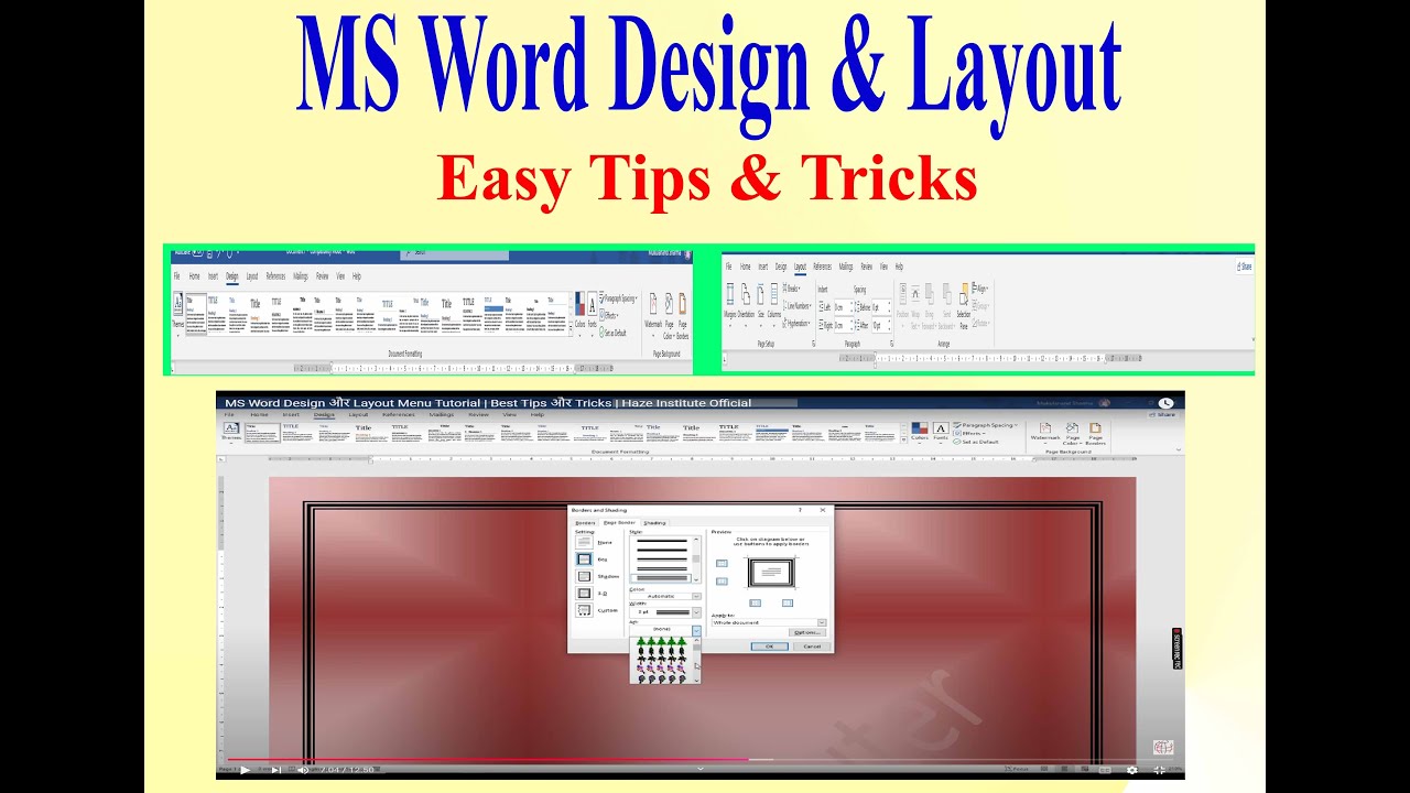Ms Word Design Tutorial MS Word Design और Layout Menu Tutorial | Best Tips और Tricks | Haze ...