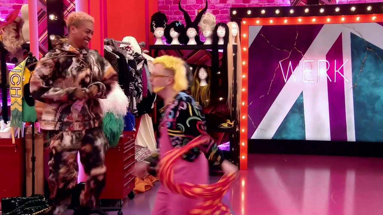 Ginny Lemon running around the werk room