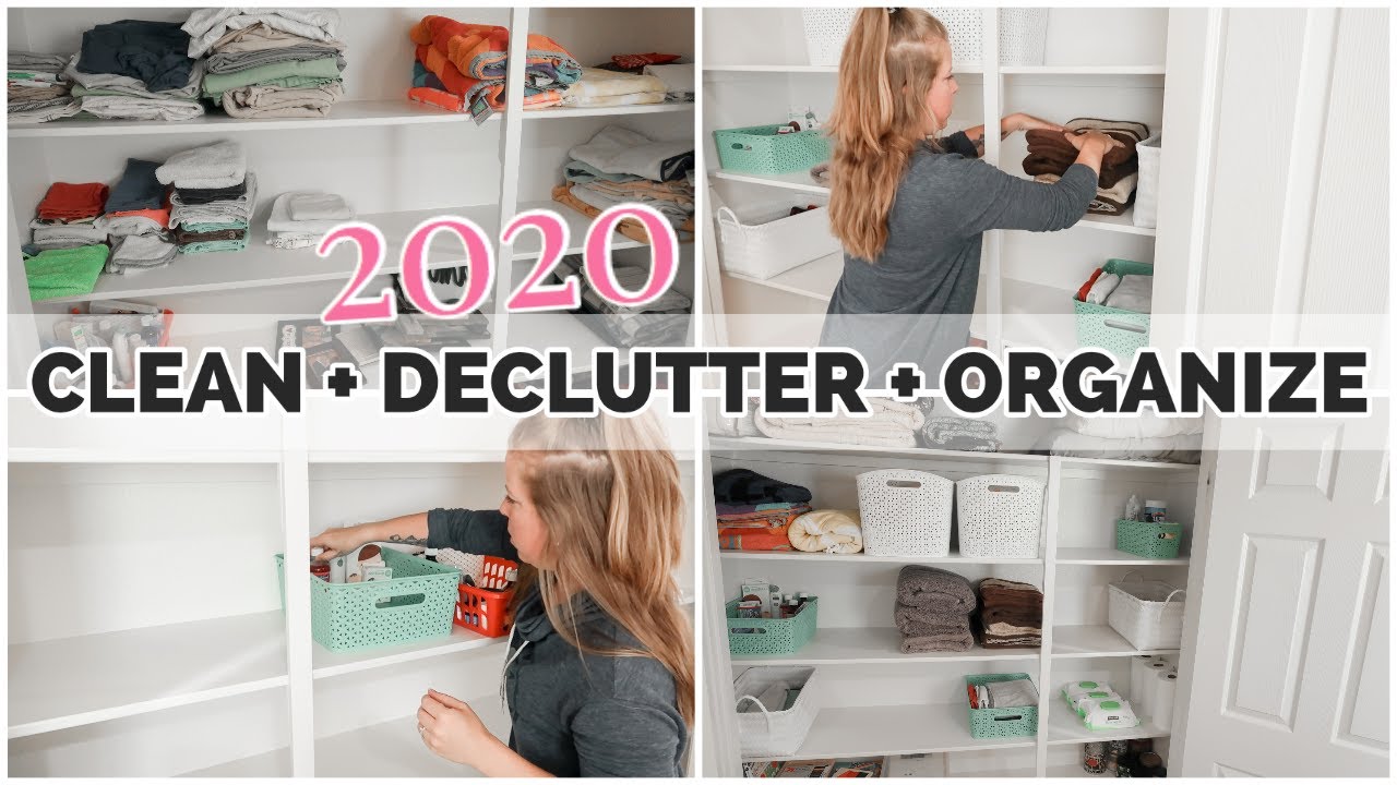 LINEN CLOSET ORGANIZATION || CLEAN + DECLUTTER WITH ME 2020 || EXTREME ...