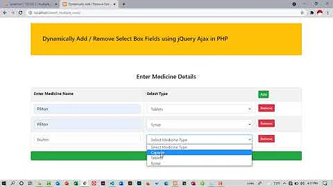 Dynamically Add or Remove Select Box Fields using jQuery AJAX in PHP and MYSQLI || SOURCE CODE