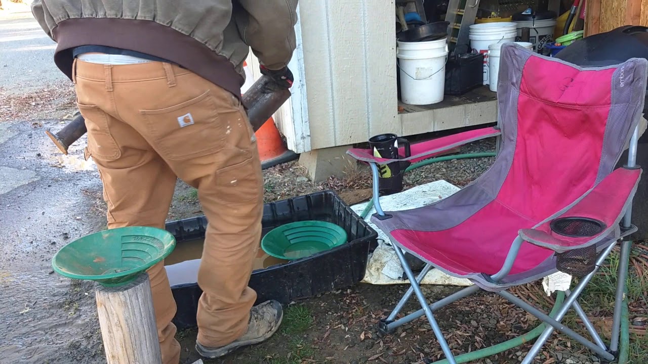 Crushing samples from a hydraulic mine. Warning,, plumbers crack,,,