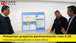 Presentan proyecto de pavimentación Ruta K-20, licitación ya está publicada en Diario Oficial.