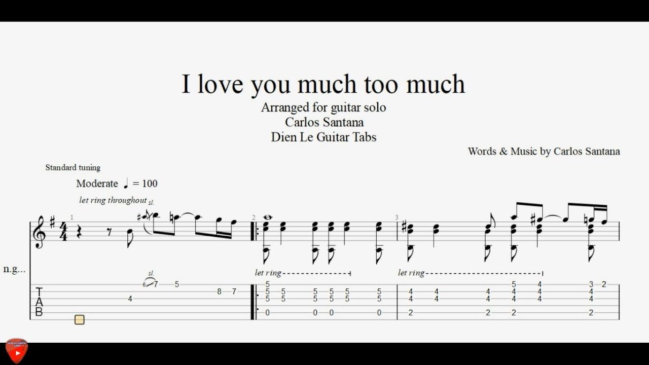 Guitar Cover Solo - I Love You Much Too Much - for Guitar with Tabs