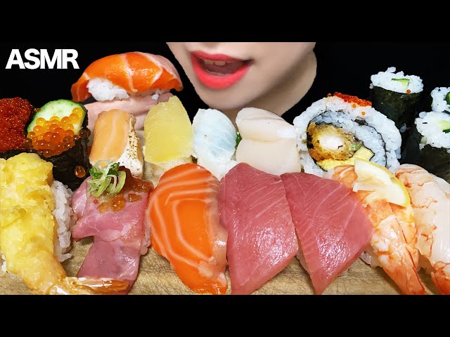 【咀嚼音/ASMR】スシローのお寿司をテイクアウトで食べる音 モッパン 大食い JAPAN SUSHI MUKBANG Eating Sounds 먹방