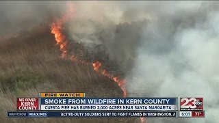 Cuesta fire smoke blows into kern county