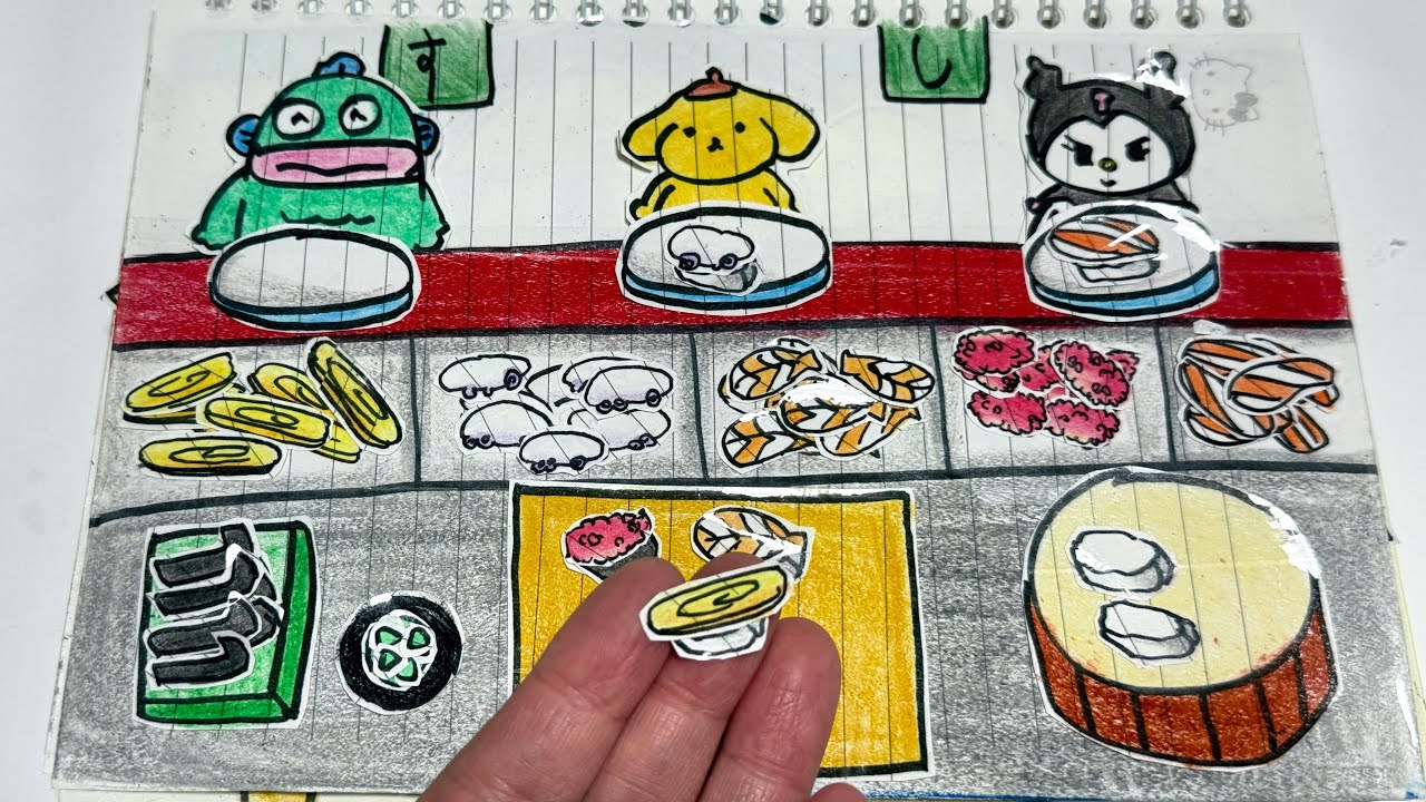 🍣Paperdiy🍣 산리오 오마카세 초밥 종이놀이 Paper Doll Making Sushi Play : Sanrio