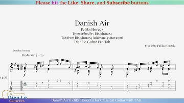 Danish Air (Feliks Horecki) for Classical Guitar with TAB