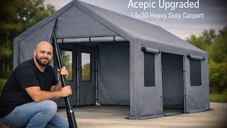 🛠️Acepic Upgraded 13x20 Heavy Duty Carport – Real Setup Experience (No Car, Full Tent Build)🔴