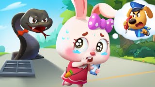 whos following me learn safety tips for kids kids cartoon sheriff labrador babybus