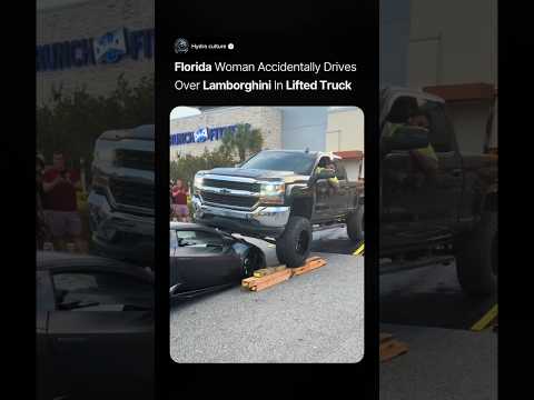 Florida Woman Accidentally Drives Over Lamborghini In Lifted Truck 😭 #cars #news