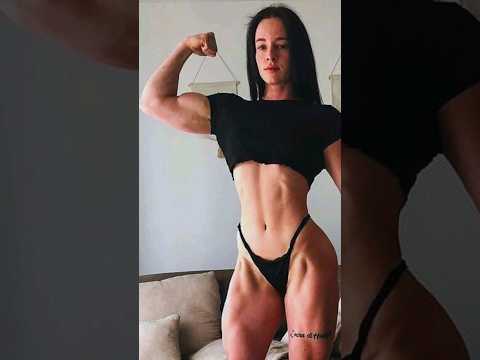 Swiss Muscle Girl Amandine Kolly - Young Fbb flexing defined Muscles. Female Bodybuilder Workout