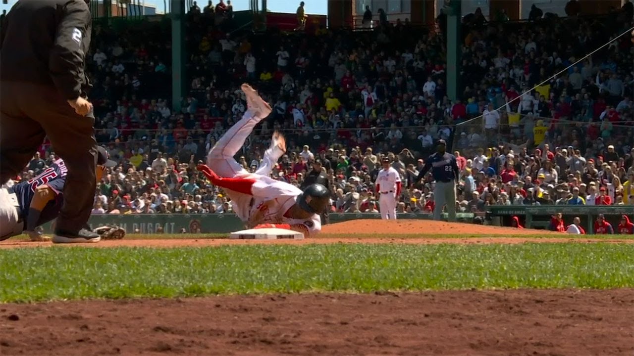 Heads Up!! Rafael Devers Dives Into 3Rd Base To Avoid Multiple Tags For Red Sox!!