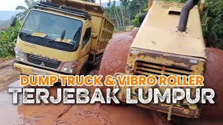 NIAT MAU MEMBANTU‼️Vibro Roller Ini Malah Ikut Terjebak Di Lumpur Dengan Dump Truck Muatan Berat