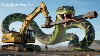 Extreme Danger! Unskilled Excavator Operator Encounters Giant Snake Underground