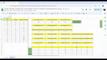"COUNT", "COUNTA", "COUNTBLANK", "COUNTUNIQUE" & "COUNTIF" Functions in Google Sheets