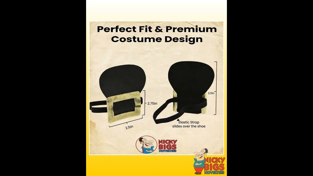 Adult Gold Buckle Colonial Black Shoe Covers Historic Pilgrim Costume Accessory