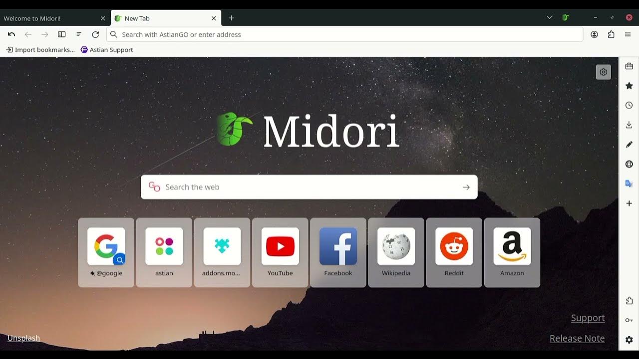 Midori Browser Reading mode and options YouTube