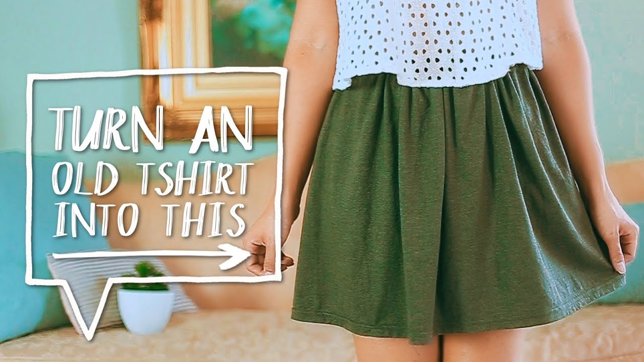 DIY CLOTHES HACK | Transform a TSHIRT into a SKIRT! | Easy Sewing ...