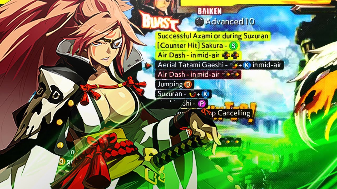 How hard are Baiken's combos? (Guilty Gear XRD combo trials)