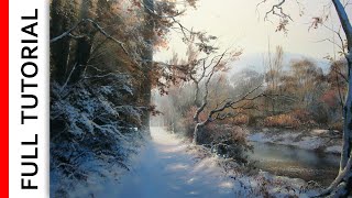 ? Acrylic Painting Tutorial - Winter / Easy ART / Зимний пейзаж акрилом. Уроки рисования. Живопись